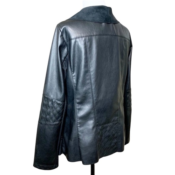 ALFANI Faux Leather and Suede Feel Waterfall Open Front Jacket - Picture 5 of 13